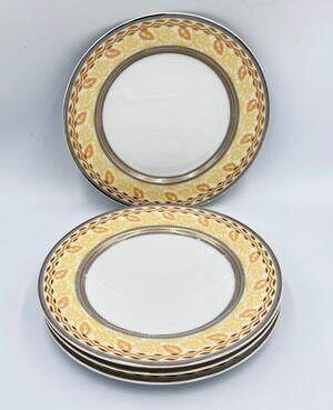 Thun Val St. Lambert Platinum & Gold Fine China 7.5" Salad Bread Plate 4pc Set